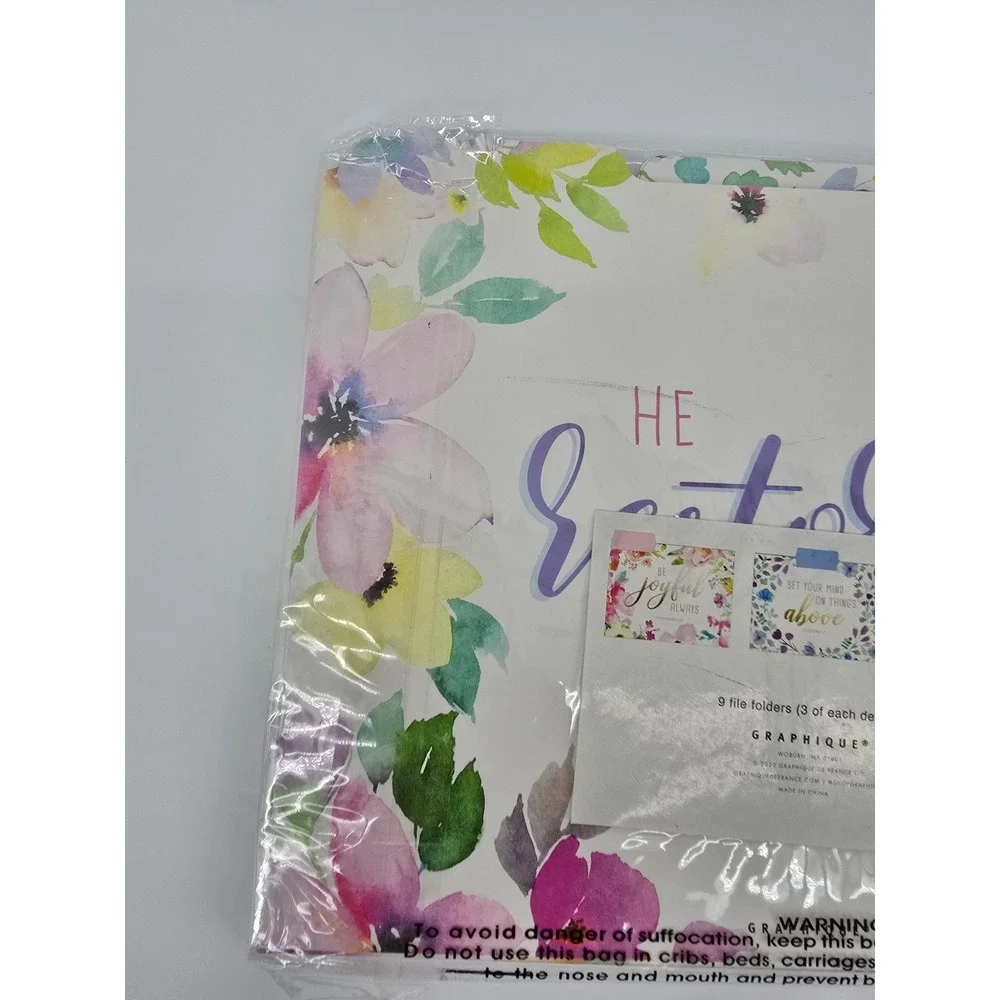 Graphique de France 9 Floral Religious File Folders Gold Foil Scripture FIF048